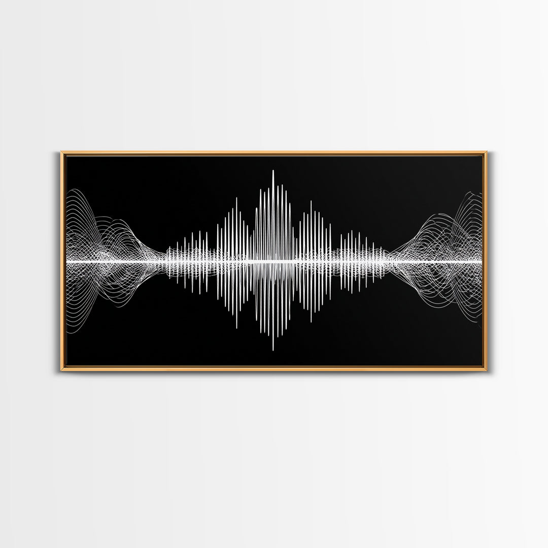 Black And White Sound Wave Wall Art, Minimal Audio Waveform, Modern Abstract Art Print, Music Studio Decor, Office Wall Decor