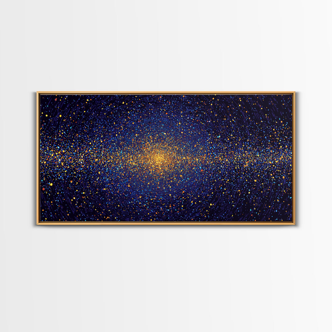 Golden Galaxy Vortex Of Stars Canvas Print, Abstract Space Wall Art, Mid Century Modern Decor, Cosmic Poster Print, Home Office Decor