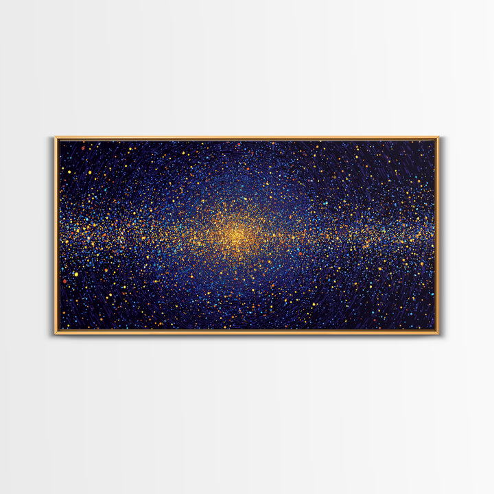 Golden Galaxy Vortex Of Stars Canvas Print, Abstract Space Wall Art, Mid Century Modern Decor, Cosmic Poster Print, Home Office Decor
