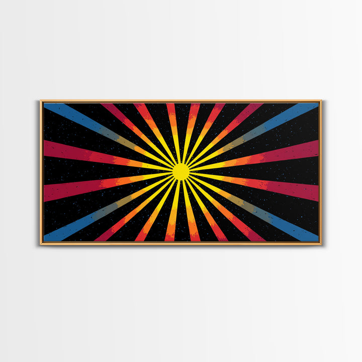 Cosmic Sunburst Wall Art, Black Starry Ray Poster, Retro Atomic Midcentury Modern Decor, Bold Geometric Space Print, MCM