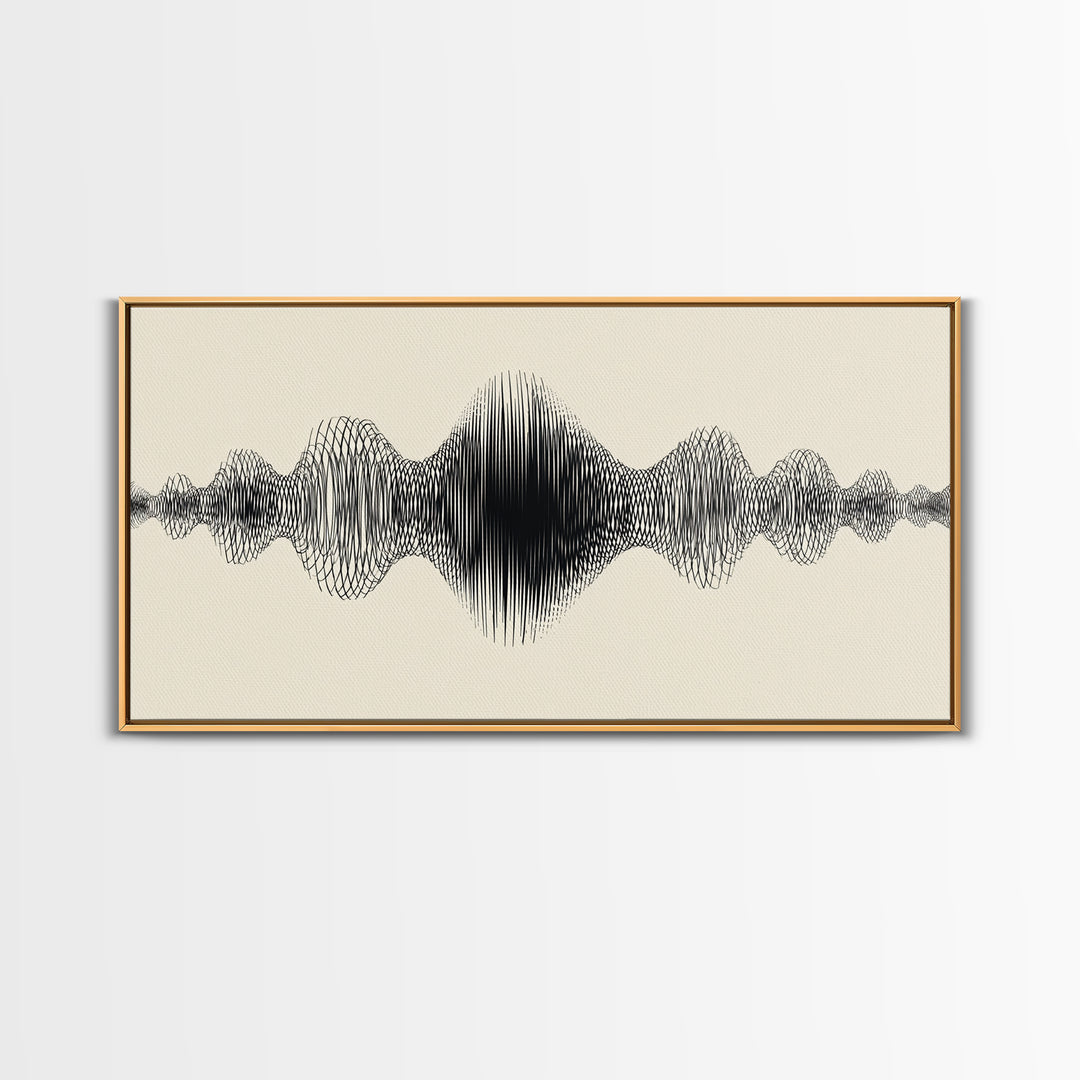 Cream And Black Audio Waveform Wall Art, Minimal Sound Wave Print, Scandinavian Modern Decor, Music Studio Office Wall Decor