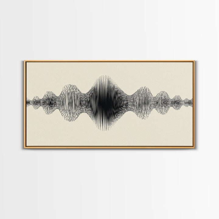 Cream And Black Audio Waveform Wall Art, Minimal Sound Wave Print, Scandinavian Modern Decor, Music Studio Office Wall Decor