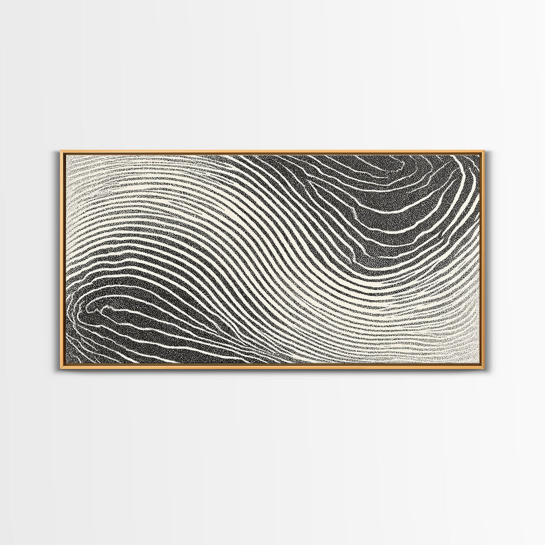 Black White Wavy Topographic Abstract Wall Art, Modern Geometric Line Print, Minimalist Decor, Office Or Bedroom Canvas Print