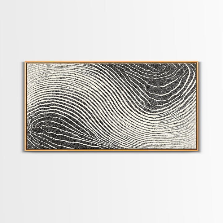 Black White Wavy Topographic Abstract Wall Art, Modern Geometric Line Print, Minimalist Decor, Office Or Bedroom Canvas Print