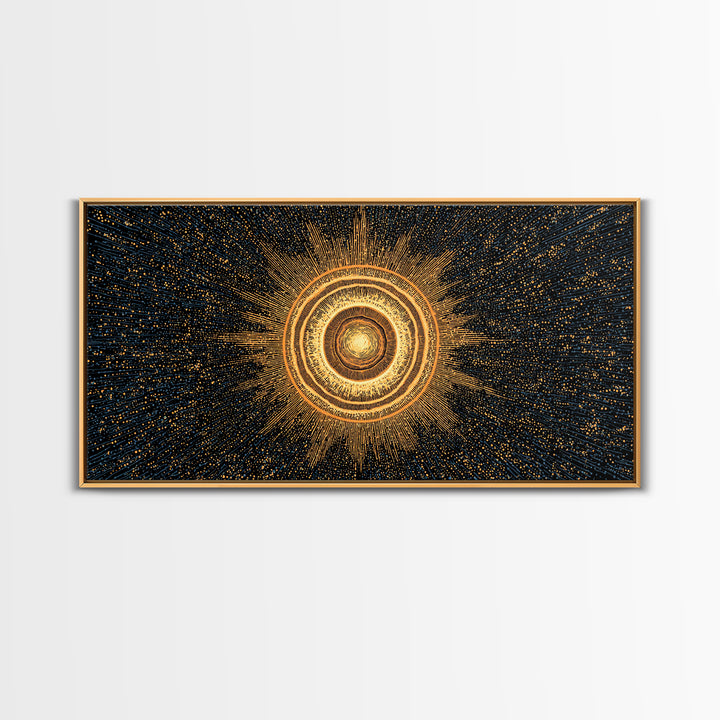 Golden Orbital Energy Sphere Canvas Print, Abstract Sci Fi Wall Decor, Cosmic Geometric Art, Modern Space Poster Gift Idea