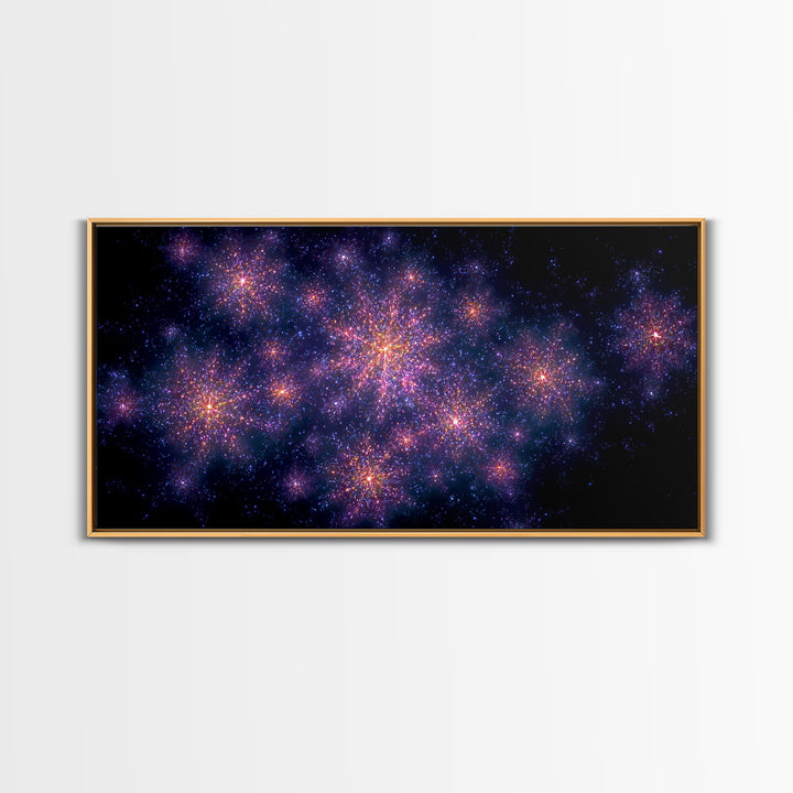 Purple Pink Starfield Galaxy Wall Art, Cosmic Retro Poster, Space Abstract Art, Modern Bedroom Decor, Dreamy Nebula Print