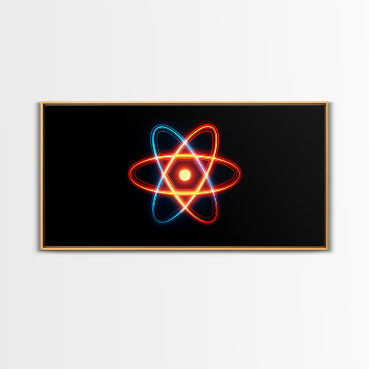 Neon Atomic Symbol Wall Art, Mid Century Modern Decor, Retro Sci Fi Poster, Colorful Space Age Abstract Office Digital Print