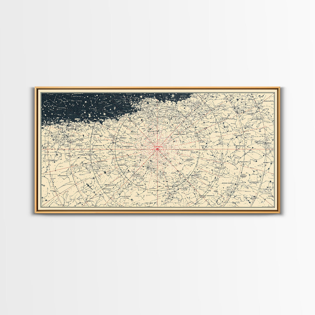 Cream Celestial Star Chart Wall Art, Minimal Astronomy Map, Peach Horizon Poster, Neutral Space Print, Modern Home Decor