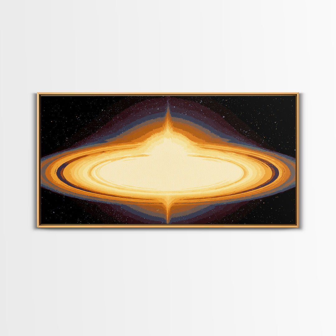 Luminous Accretion Disk Canvas Print, Black Hole Space Art, Cosmic Retro Poster, Modern Abstract Wall Art, Sci Fi Decor Gift