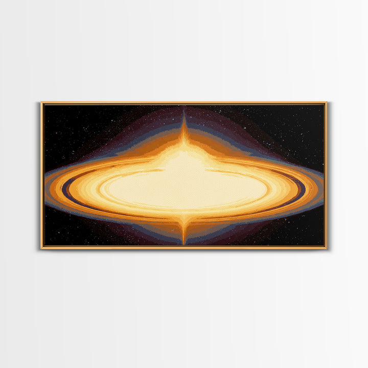 Luminous Accretion Disk Canvas Print, Black Hole Space Art, Cosmic Retro Poster, Modern Abstract Wall Art, Sci Fi Decor Gift
