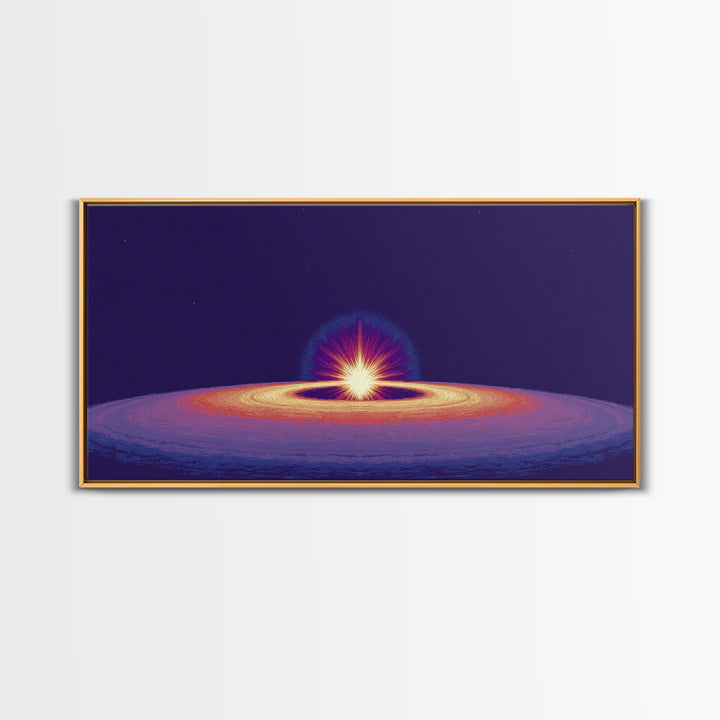 Purple Black Hole Horizon Wall Art, Cosmic Space Abstract Print, Retro Sci Fi Poster, Modern Digital Art, Galaxy Decor Print