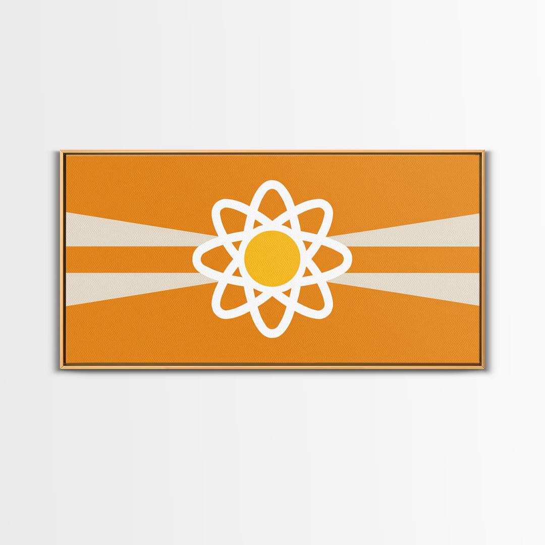 Orange Atomic Sunburst Wall Art, Mid Century Modern Atom Poster, Retro Science Decor, MCM Wall Decor, Modern Art Print Gift