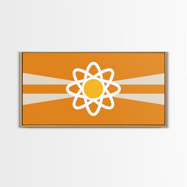 Orange Atomic Sunburst Wall Art, Mid Century Modern Atom Poster, Retro Science Decor, MCM Wall Decor, Modern Art Print Gift