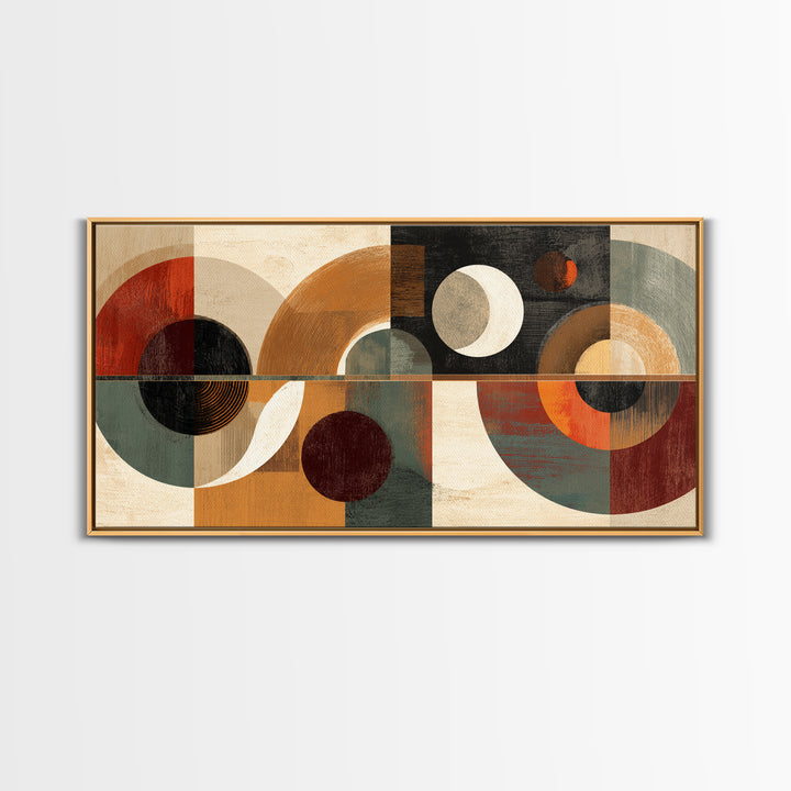 Earth Tone Geometric Circles Wall Art, Midcentury Modern Abstract Print, Retro MCM Decor, Bauhaus Living Room Artwork Print