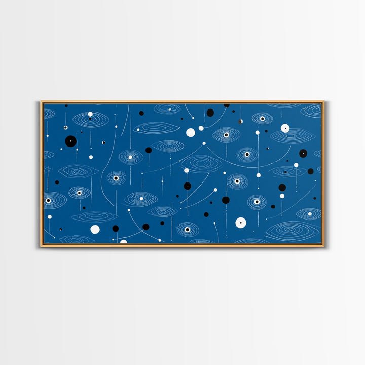 Blue Atomic Space Pattern Wall Art, Midcentury Modern Abstract Art, Retro Sci Fi Poster, Cosmic Modern Home Decor, MCM Wall Decor