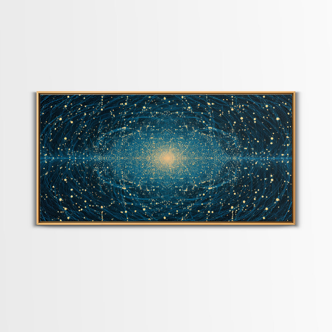 Golden Galaxy Core Stellar Space Wall Art, Midcentury Modern Abstract Art, Dark Cosmic Poster, Modern Home Decor, MCM Print
