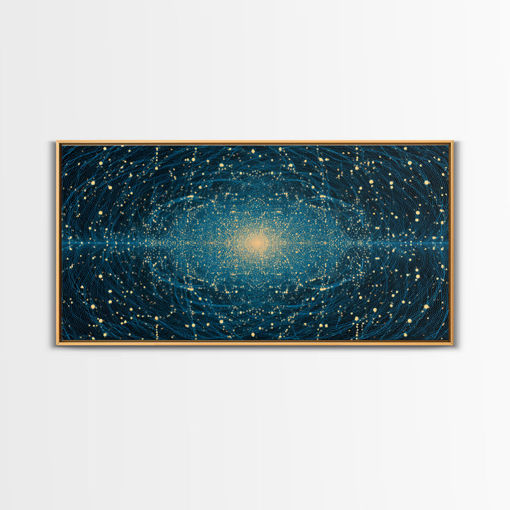 Golden Galaxy Core Stellar Space Wall Art, Midcentury Modern Abstract Art, Dark Cosmic Poster, Modern Home Decor, MCM Print