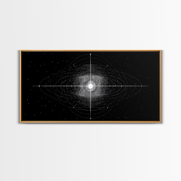 Black White Central Star Field Wall Art, Midcentury Modern Abstract Art, Cosmic Space Poster, Minimalist Home Decor, MCM Print