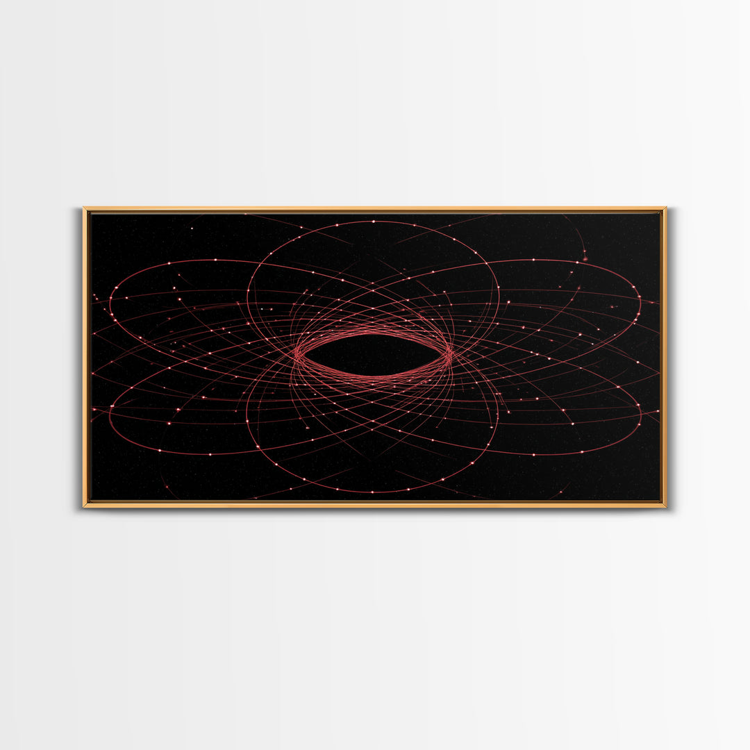 Red Orbital Black Hole Starfield Wall Art, Space Abstract Art, Modern Geometric Art Print, Sci Fi Decor For Home Office Gift