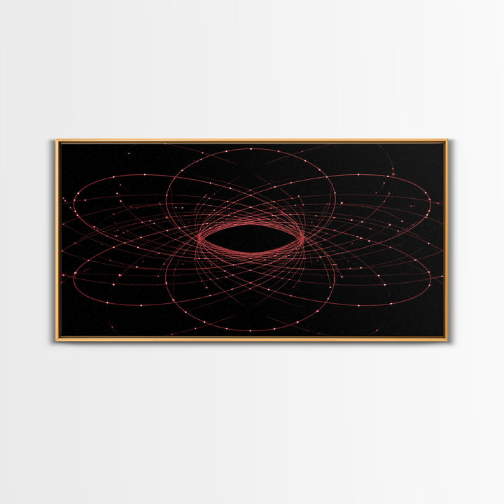 Red Orbital Black Hole Starfield Wall Art, Space Abstract Art, Modern Geometric Art Print, Sci Fi Decor For Home Office Gift