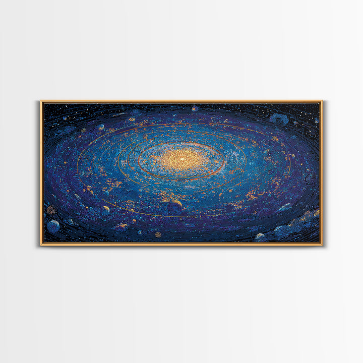 Electric Blue Galactic Spiral Wall Art, Modern Abstract Art, Space Poster, Cosmic Home Office Decor, Large Canvas Print Decor