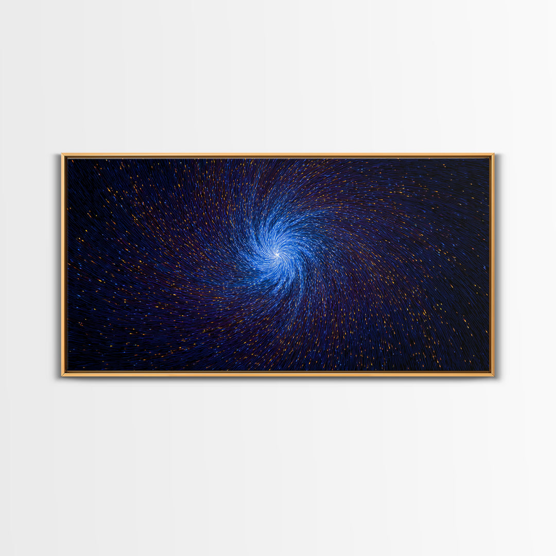 Blue Spiral Vortex Wall Art, Particle Galaxy Abstract, Modern Art Print, Cosmic Space Poster, Large Sci Fi Home Office Decor