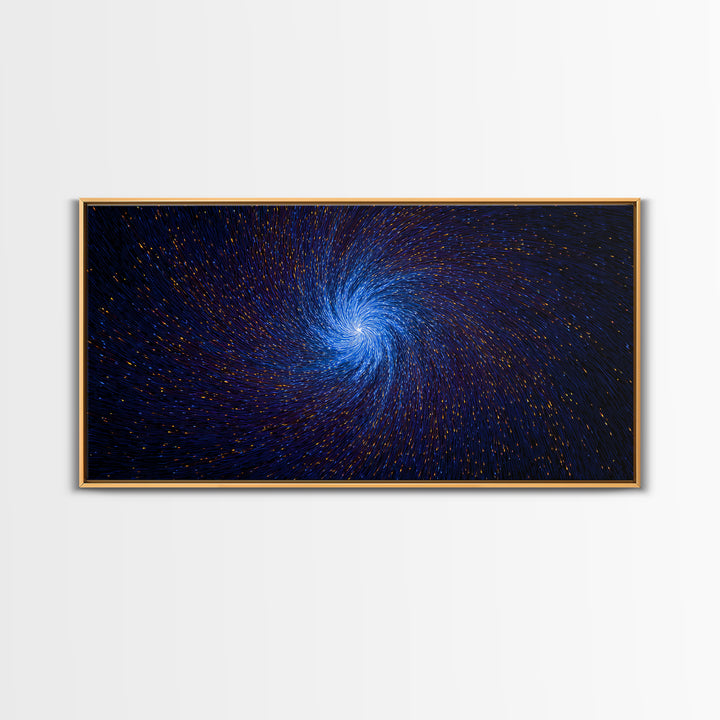 Blue Spiral Vortex Wall Art, Particle Galaxy Abstract, Modern Art Print, Cosmic Space Poster, Large Sci Fi Home Office Decor