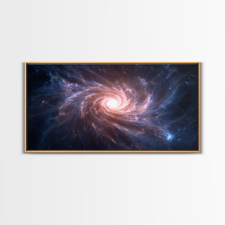 Pink Blue Spiral Galaxy Canvas Print, Cosmic Nebula Wall Art, Modern Abstract Space Poster, Bedroom Decor, Starry Gift Idea