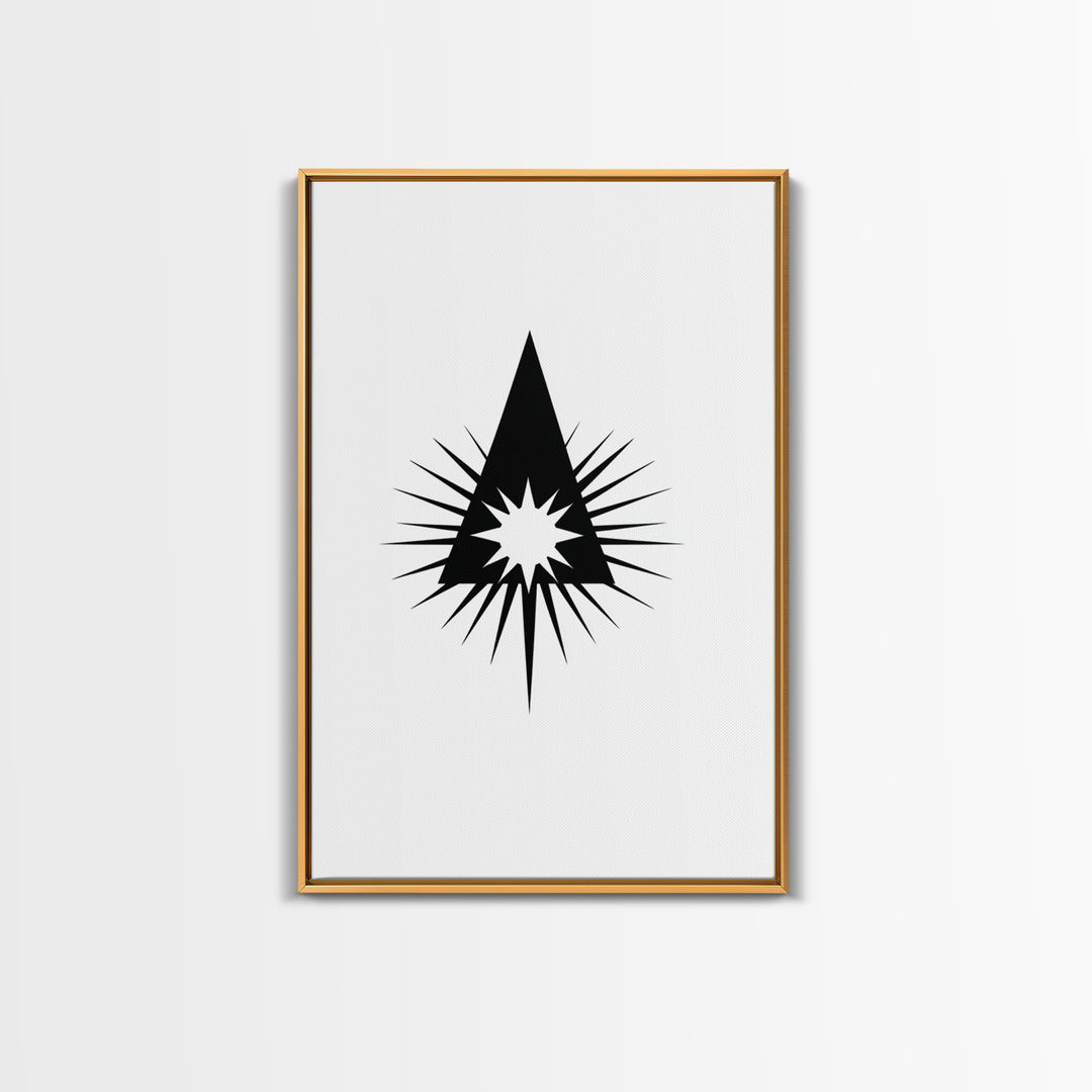 Black Triangle Starburst Wall Art, Minimal Atomic Geometry, Mid Century Modern Decor, Bold Geometric Poster Print, Scandinavian Art