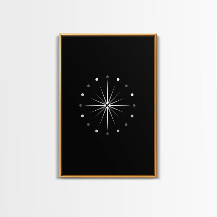 Black Atomic Starburst Wall Art, Mid Century Modern Art Print, Retro Geometric Poster, Minimalist MCM Wall Decor For Living Room