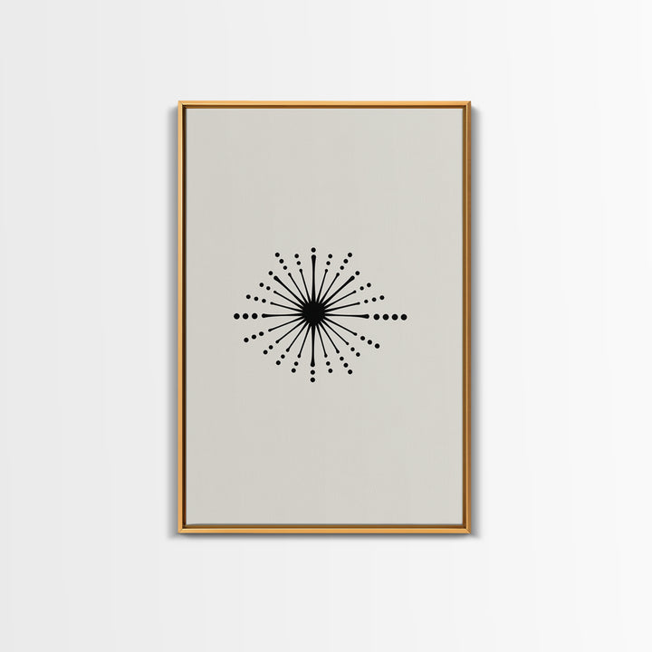 Cream Atomic Burst Canvas Print, Mid Century Modern Abstract Art, Retro Geometric Poster, Minimalist MCM Wall Decor For Office