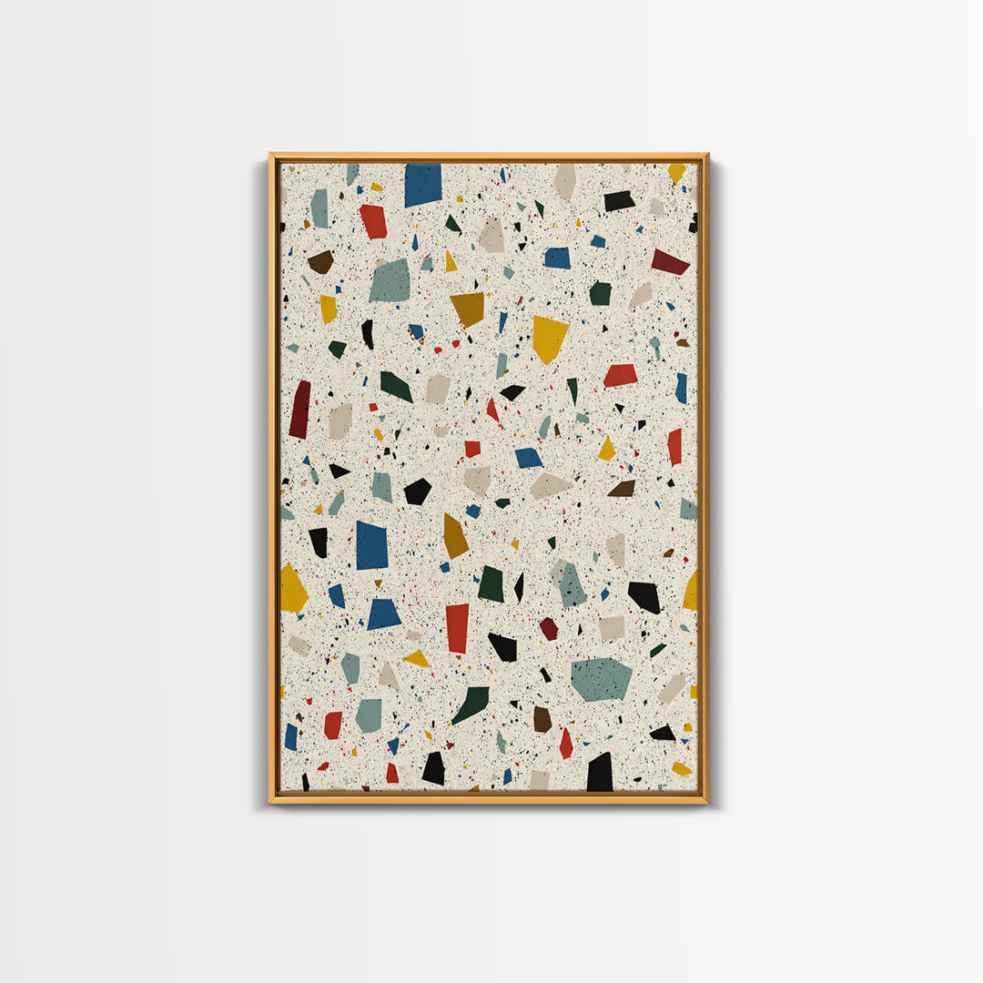 Speckled Confetti Terrazzo Shards Wall Art, Midcentury Modern Print, Colorful Geometric Abstract Home Office Living Room Decor
