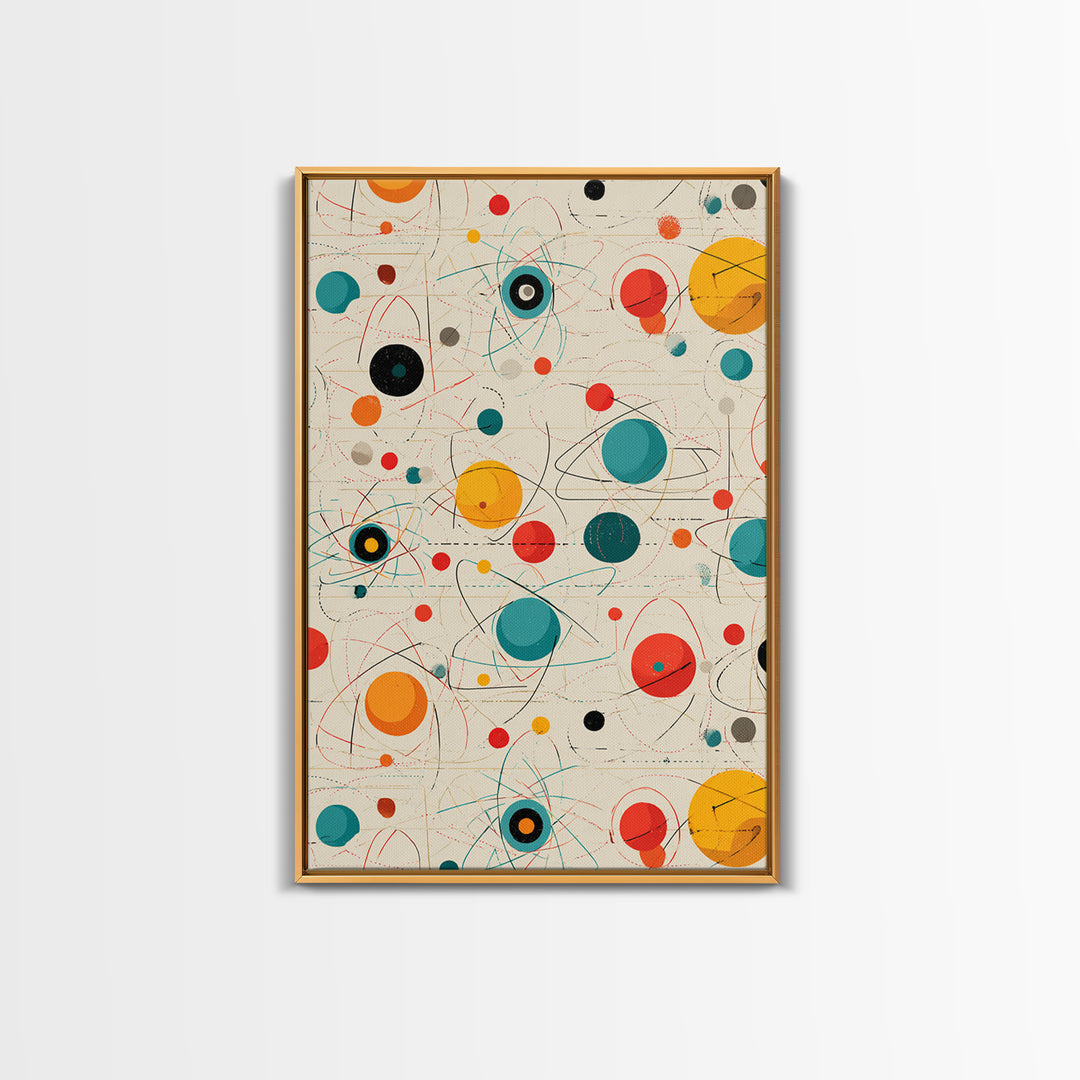 Atomic Teal Orange Planets And Orbit Lines Wall Art, Midcentury Modern Art, Retro Abstract Print, MCM Wall Decor, Modern Home Decor Gift
