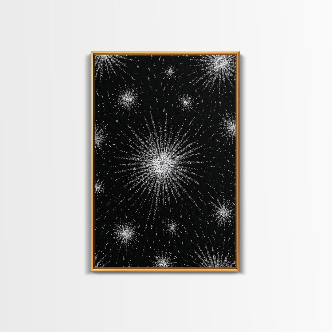 Black And White Atomic Starburst Wall Art, Midcentury Modern Art, Retro Abstract Poster, Minimalist Wall Decor, MCM Gift