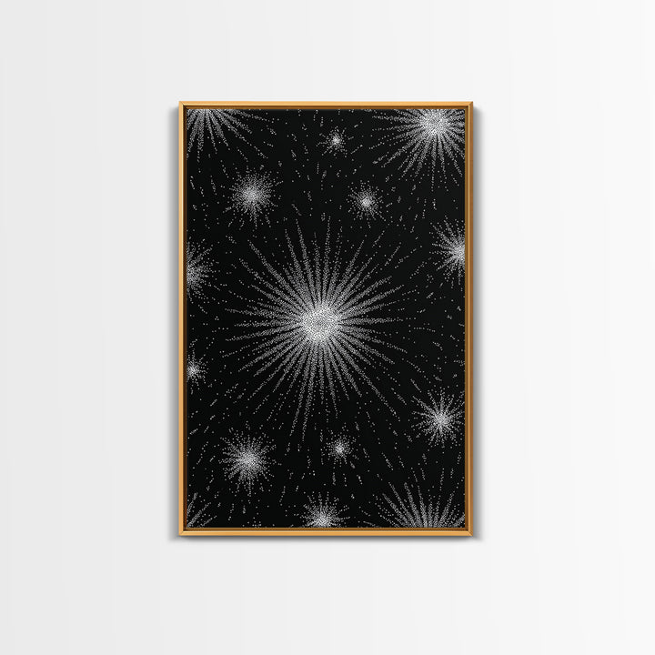 Black And White Atomic Starburst Wall Art, Midcentury Modern Art, Retro Abstract Poster, Minimalist Wall Decor, MCM Gift