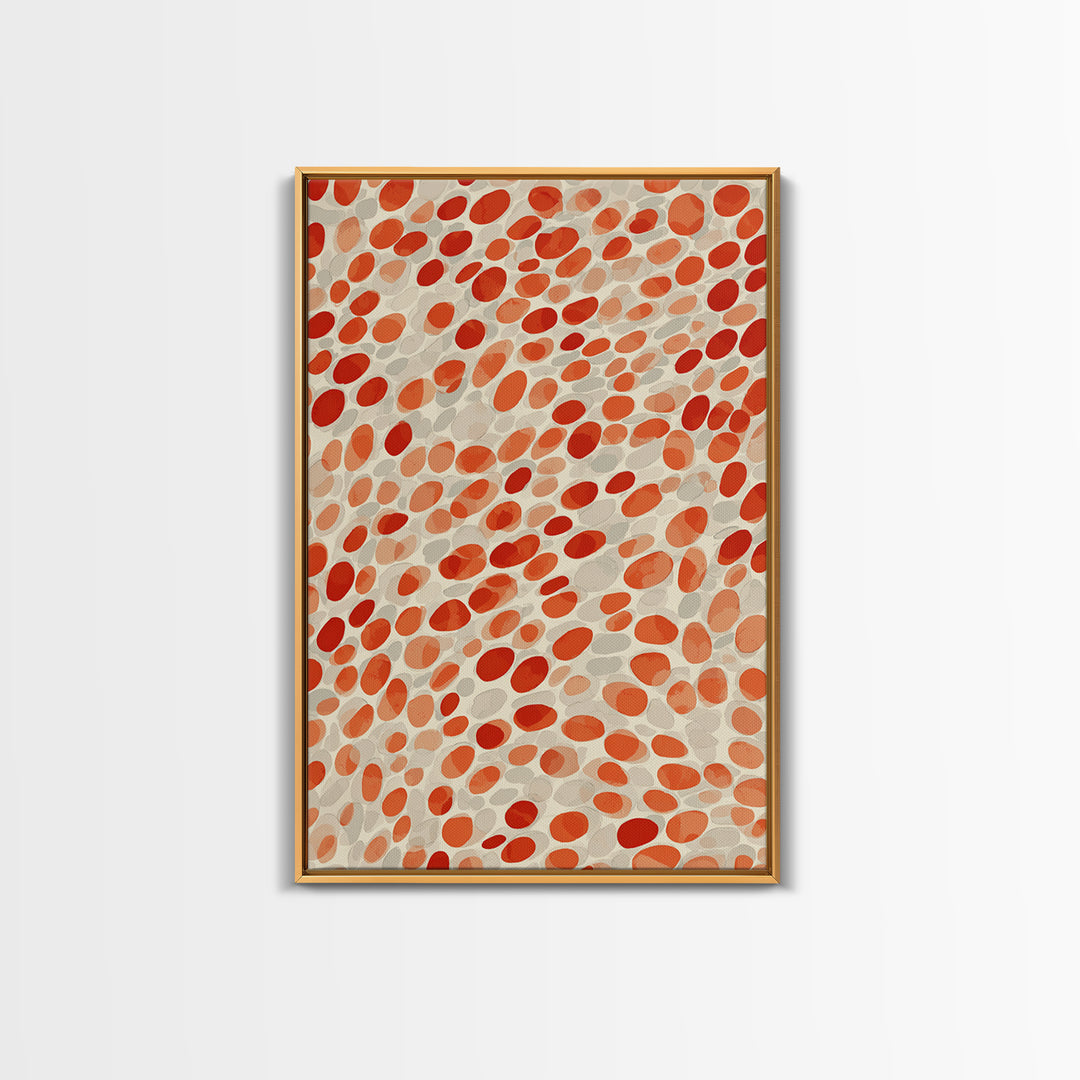 Orange Red Pebble Pattern Wall Art, Midcentury Modern Print, Retro Abstract Decor, Warm Geometric Art For Kitchen Decor Gift