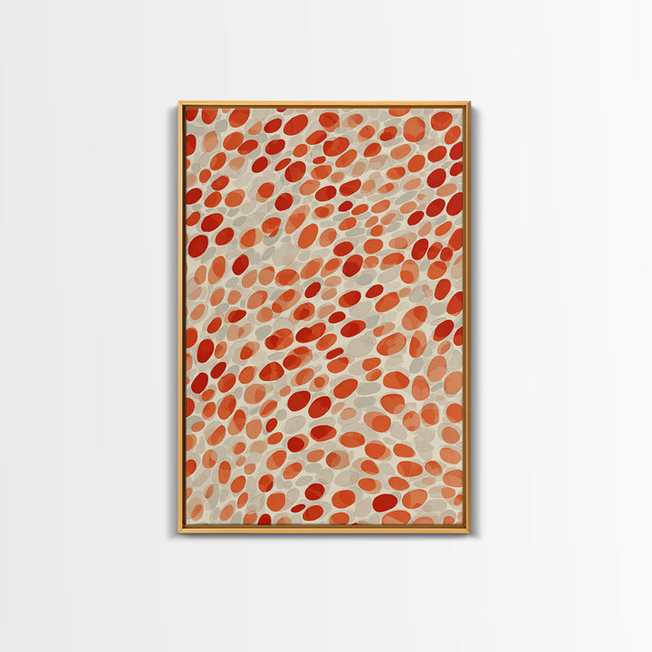 Orange Red Pebble Pattern Wall Art, Midcentury Modern Print, Retro Abstract Decor, Warm Geometric Art For Kitchen Decor Gift