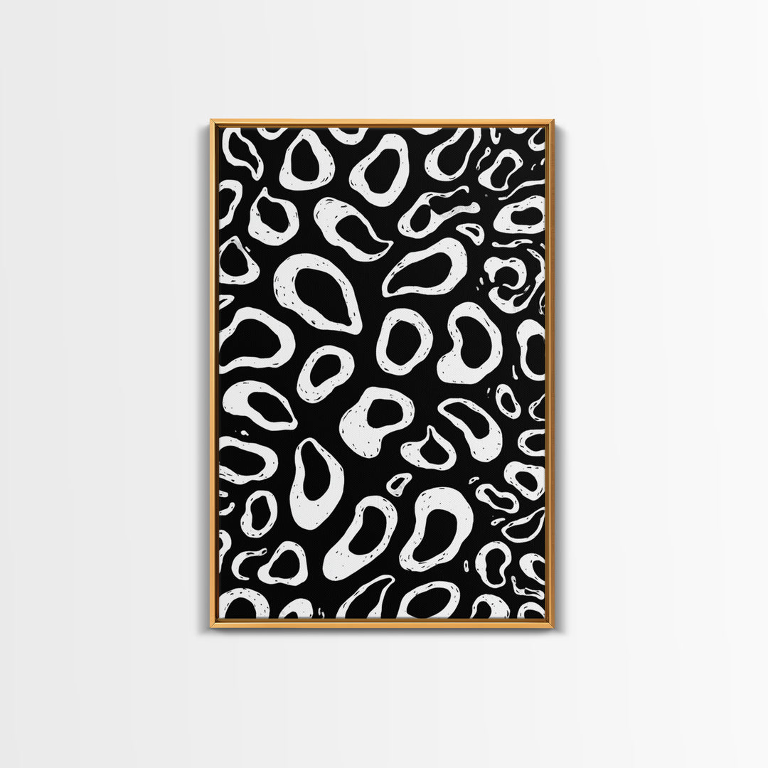Black And White Organic Pebble Pattern Wall Art, Minimalist Abstract Poster, Retro Modern Decor, Bold Shape Art Print Gift