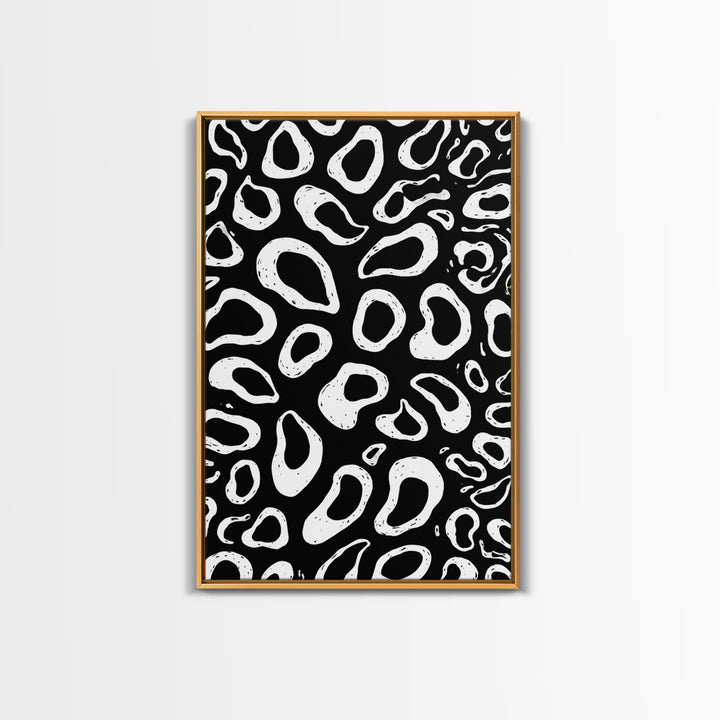 Black And White Organic Pebble Pattern Wall Art, Minimalist Abstract Poster, Retro Modern Decor, Bold Shape Art Print Gift