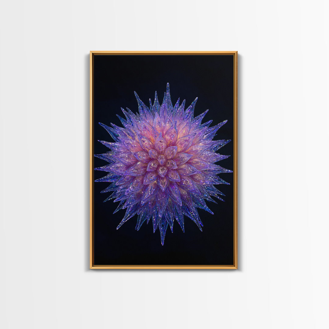 Purple Crystal Spiky Flower Wall Art, Modern Abstract Art, Colorful Wall Art, Unique Art Print, Vibrant Art Purple, Home Decor