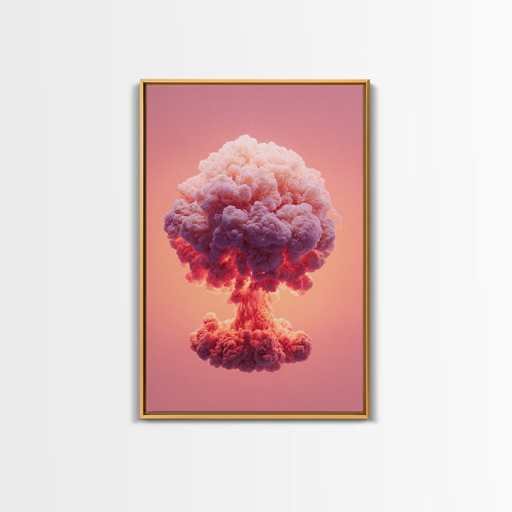 Pink Cotton Candy Mushroom Cloud Canvas Print, Surreal Atomic Pop Art Poster, Vaporwave Wall Decor, Modern Abstract Art Gift