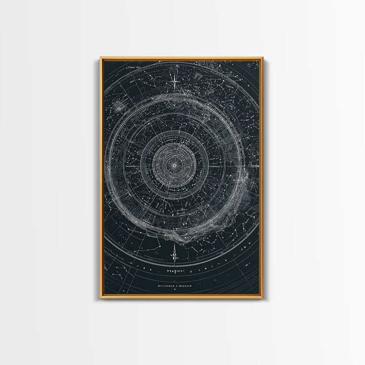 Circular Zodiac Sky Map Wall Art, Black White Astronomy Poster, Geometric Celestial Chart, Modern Art Print, Office Decor
