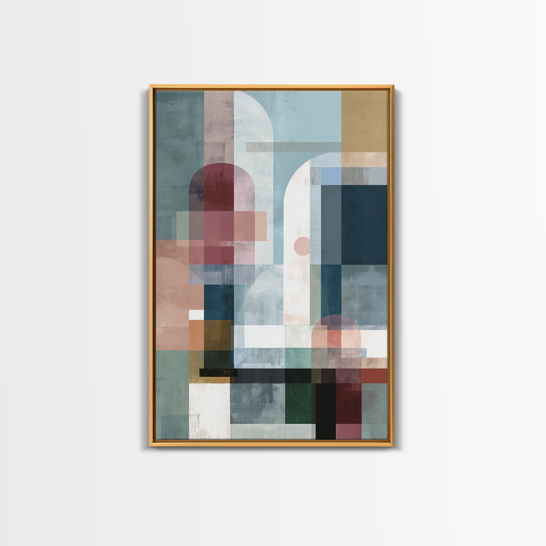 Pastel Geometric Arches Wall Art, Modern Abstract Art Print, Scandinavian Modern Decor, Soft Blue Pink Canvas Print, Home Decor