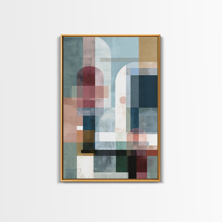 Pastel Geometric Arches Wall Art, Modern Abstract Art Print, Scandinavian Modern Decor, Soft Blue Pink Canvas Print, Home Decor
