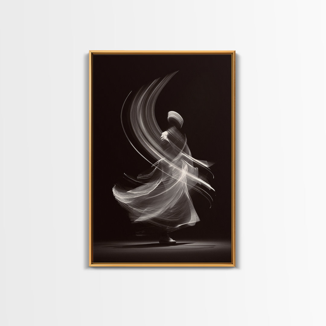 Black White Whirling Dancer Wall Art, Minimalist Abstract Art, Modern Motion Poster, Elegant Bedroom Decor, Fine Art Print