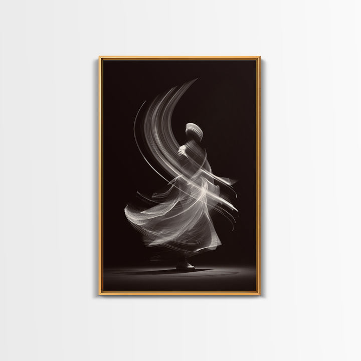 Black White Whirling Dancer Wall Art, Minimalist Abstract Art, Modern Motion Poster, Elegant Bedroom Decor, Fine Art Print