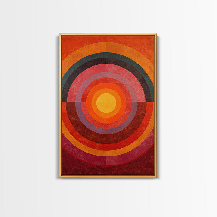 Orange Concentric Circle Wall Art, Midcentury Modern Art, Bauhaus Geometric Poster, Retro Home Decor, Large Abstract Print