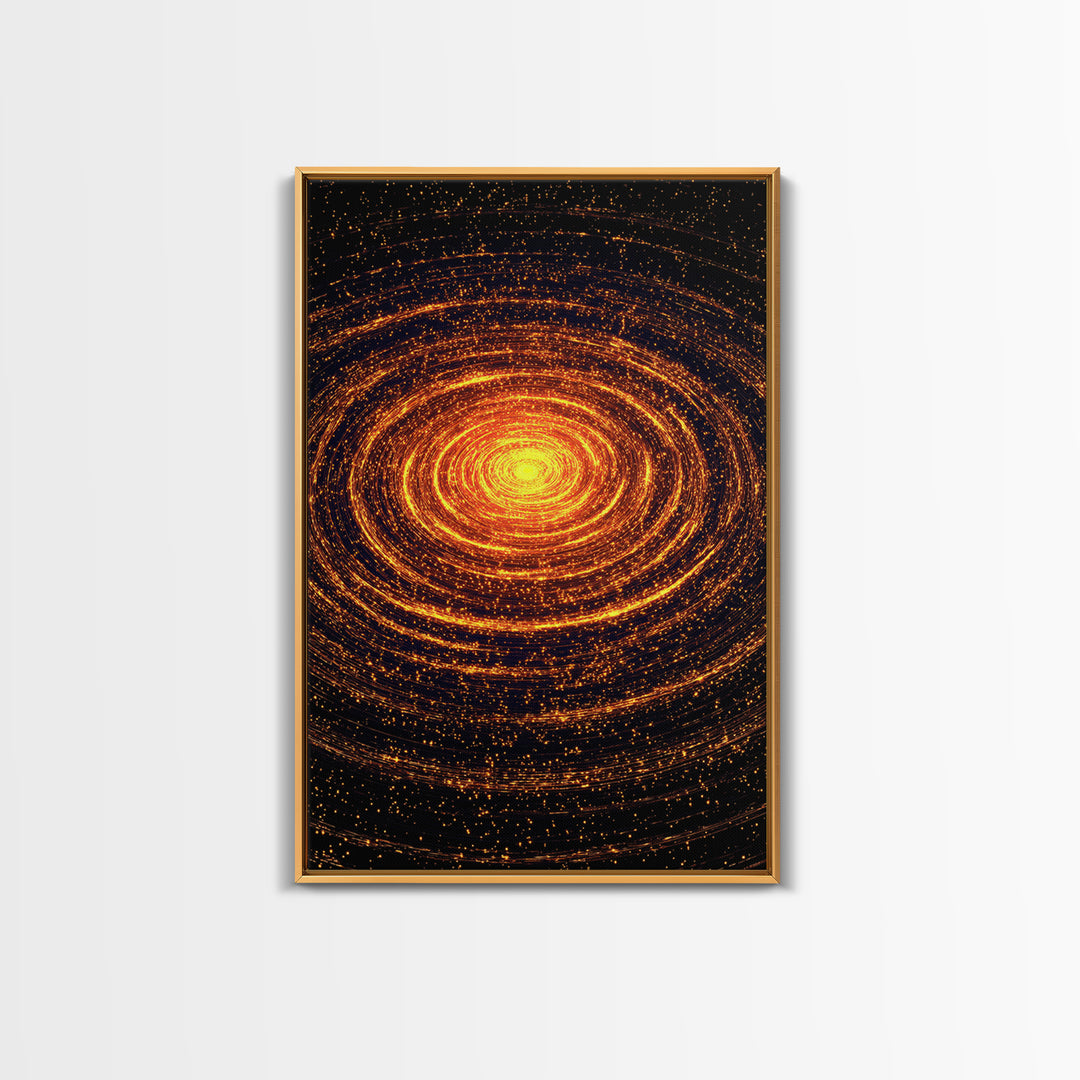 Glowing Orange Cosmic Spiral Wall Art, Abstract Galaxy Vortex, Space Abstract Art, Modern Retro Poster, Living Room Decor
