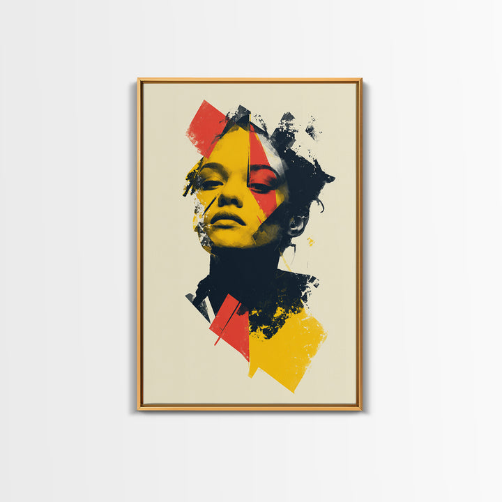Yellow Red Abstract Woman Portrait Wall Art, Modern Pop Art Print, Bold Graphic Poster, Contemporary Decor For Living Room Bedroom