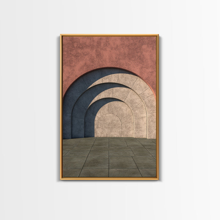 Pastel Concrete Archway Wall Art, Scandinavian Modern Architecture Print, Minimalist Geometric Decor, Neutral MCM Home Art